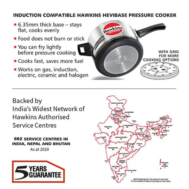Hawkins Hevibase Aluminium Inner Lid Pressure Cooker - Induction Base, Silver, IH50, 5 l-4.webp